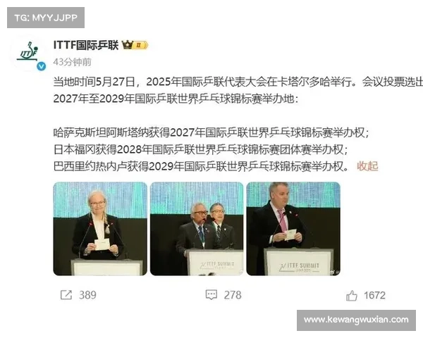 国际乒联公布2026至2029年世乒赛举办地具体安排引发关注
